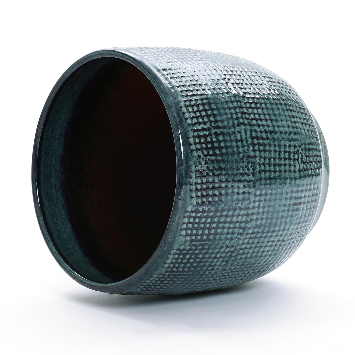 ÜBERTOPF Keramik Graugrün 30x28cm - Dunkelgrün, Keramik (29cm) - Hometopia