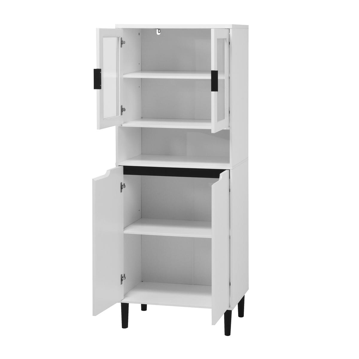 VITRINENSCHRANK 60/35/160 cm weiß aus MDF mit Glastüren verstellbarem Einlegeboden und Kippschutz - Weiß, Holzwerkstoff (60/160/35cm) - OKWISH