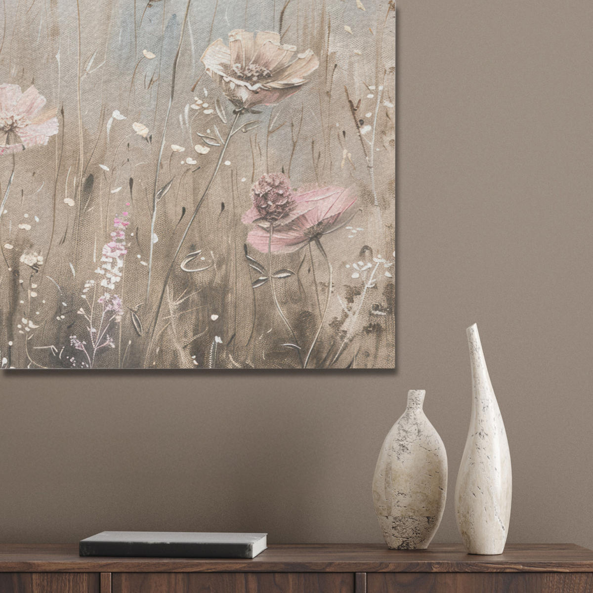 AKUSTIKBILD Blumen - Rosa - Modern - Beige Akustikpaneele 90x60 cm - Beige, Kunststoff (90/60/0.9cm) - MuchoWow