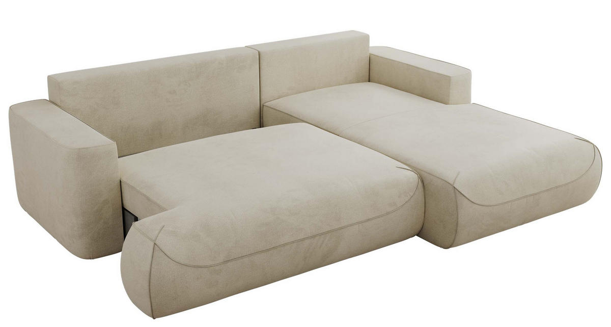 ECKSOFA OVO L Beige Velvet - Rechts Seite - Beige/Schwarz, Kunststoff/Textil (195/271cm) - MKS