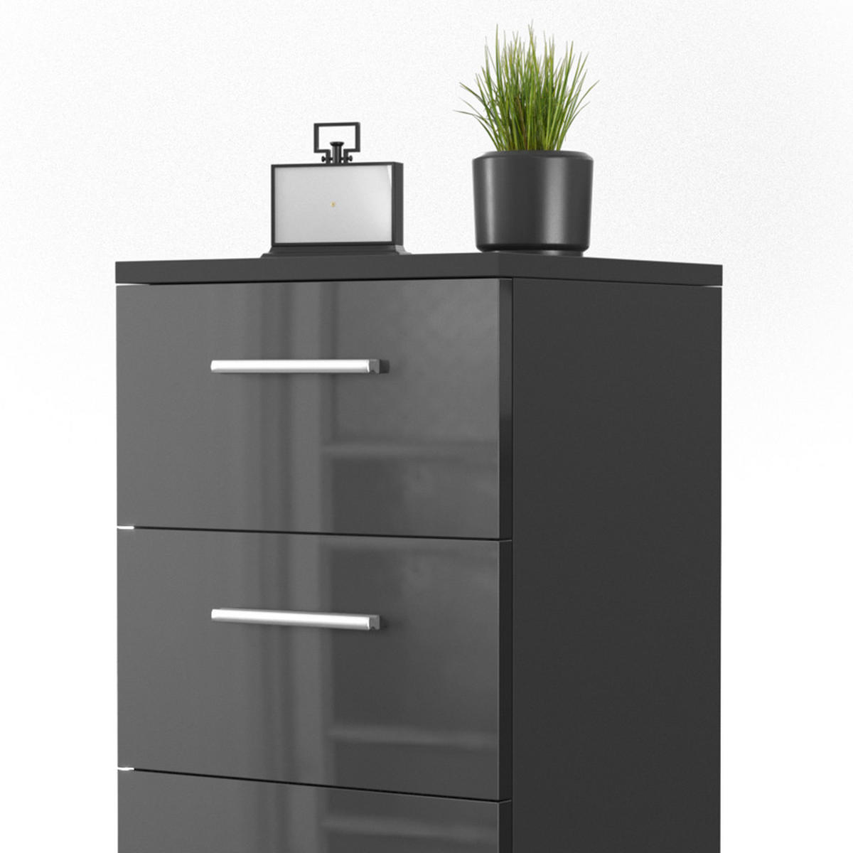 NACHTTISCH Schwarz Hochglanz 38 x 66 cm 2er Set - Schwarz Hochglanz/Schwarz, Holzwerkstoff (38/66/35cm) - Vicco