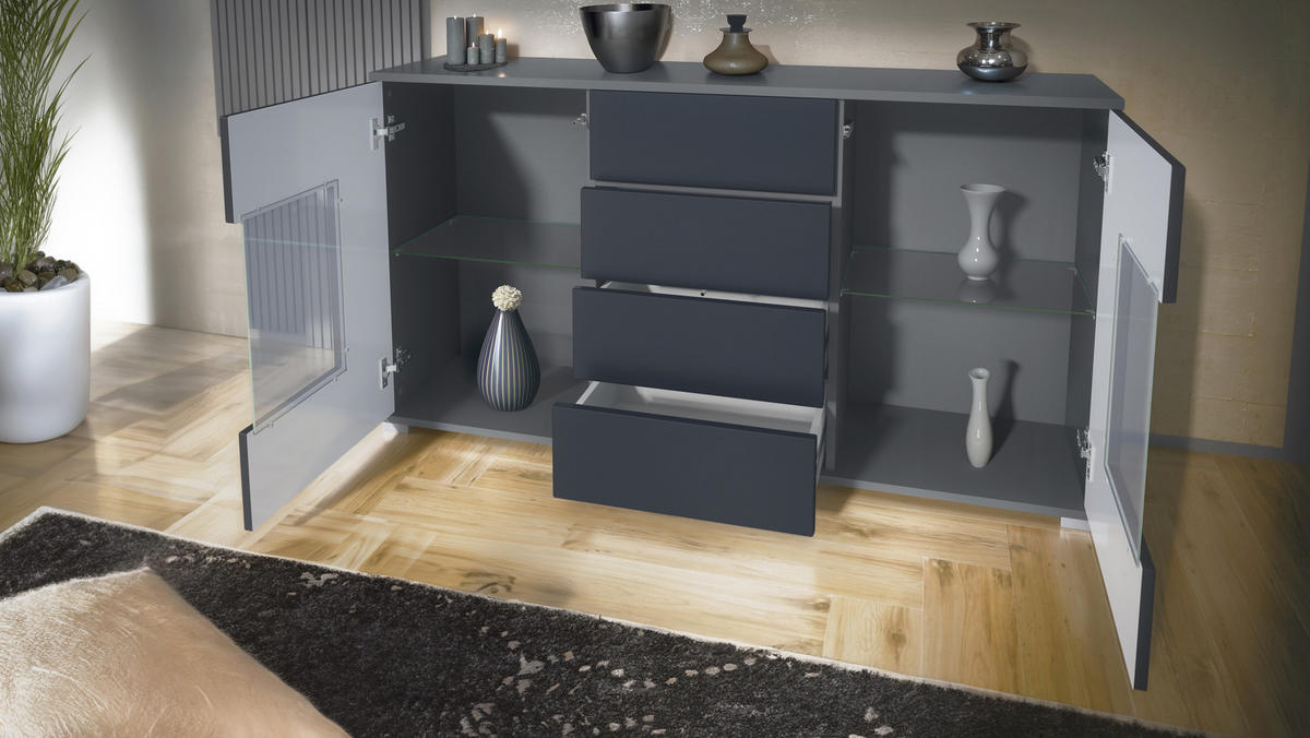 SIDEBOARD Grömitz Denim matt - Pastellblau, Holzwerkstoff (138.5/75.5/35cm) - Vladon