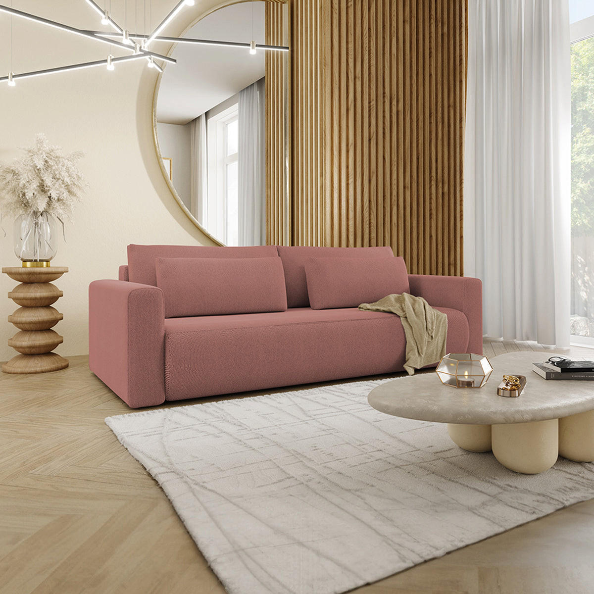 SOFA Evy 3 Sitzplätze Rose - Pink, Holz (238/82/105cm) - Petits-meubles
