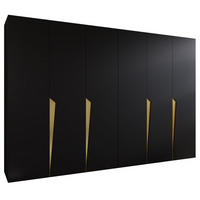 DREHTÜRENSCHRANK 202/300/52 6-türig - Goldfarben/Schwarz, Holz/Metall (300/202/52cm) - Abiks Möbel