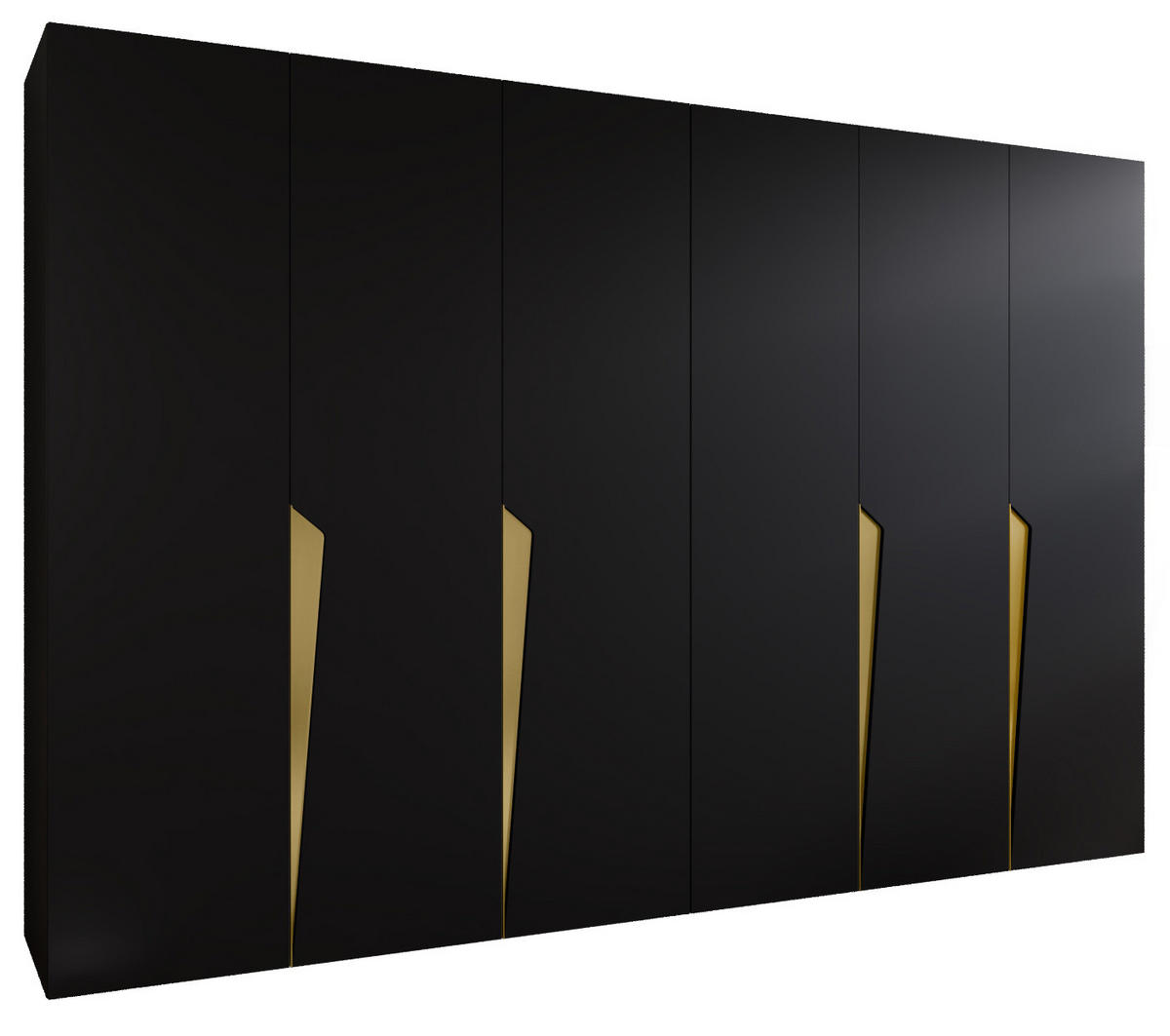 DREHTÜRENSCHRANK 202/300/52 6-türig - Goldfarben/Schwarz, Holz/Metall (300/202/52cm) - Abiks Möbel