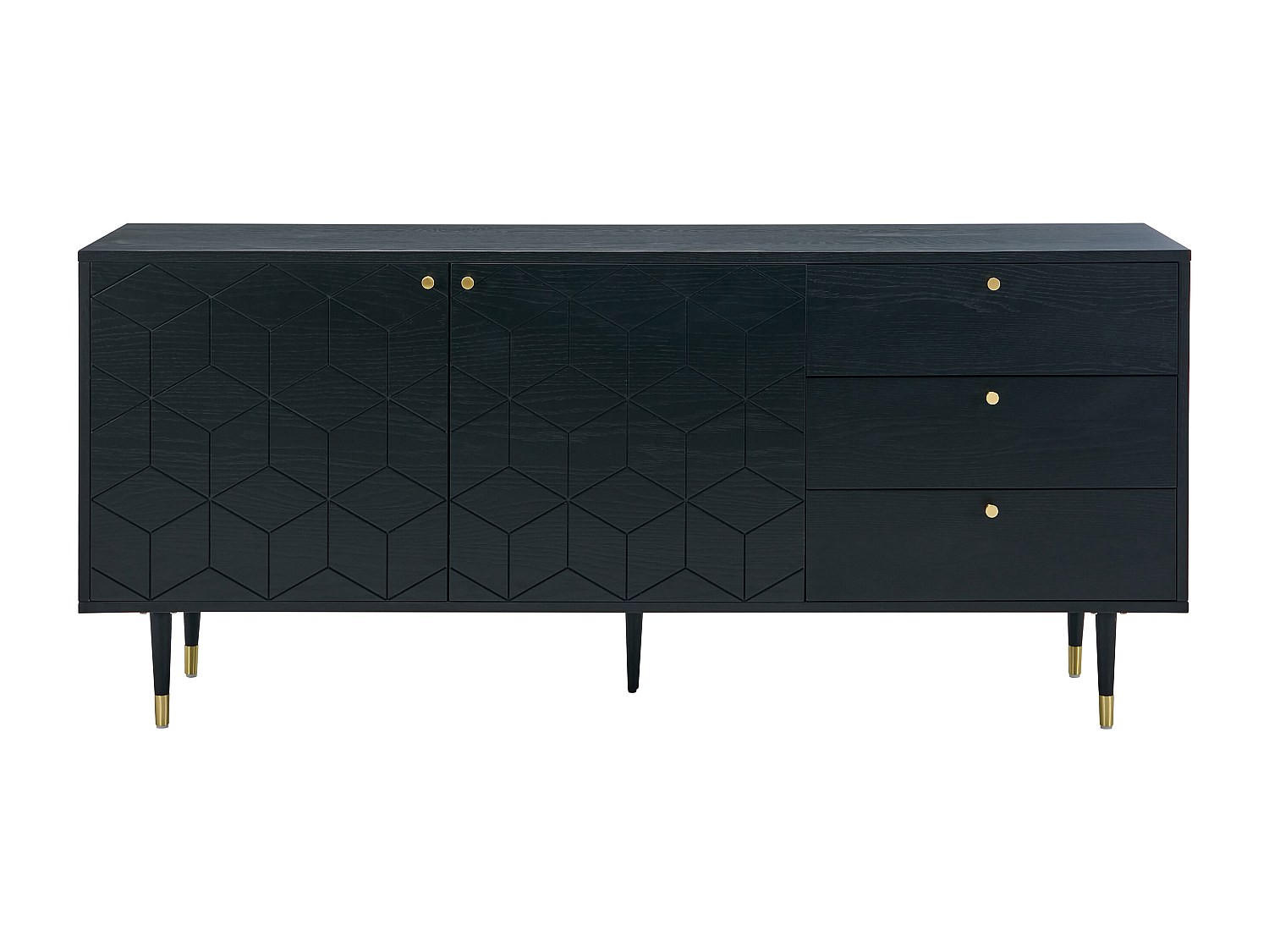 SIDEBOARD - 180 cm x 40 cm - Holz, Platte - Schwarz, Goldfarben PARIOMA - Goldfarben/Schwarz, Holz (180/79/40cm) - Vente-Unique