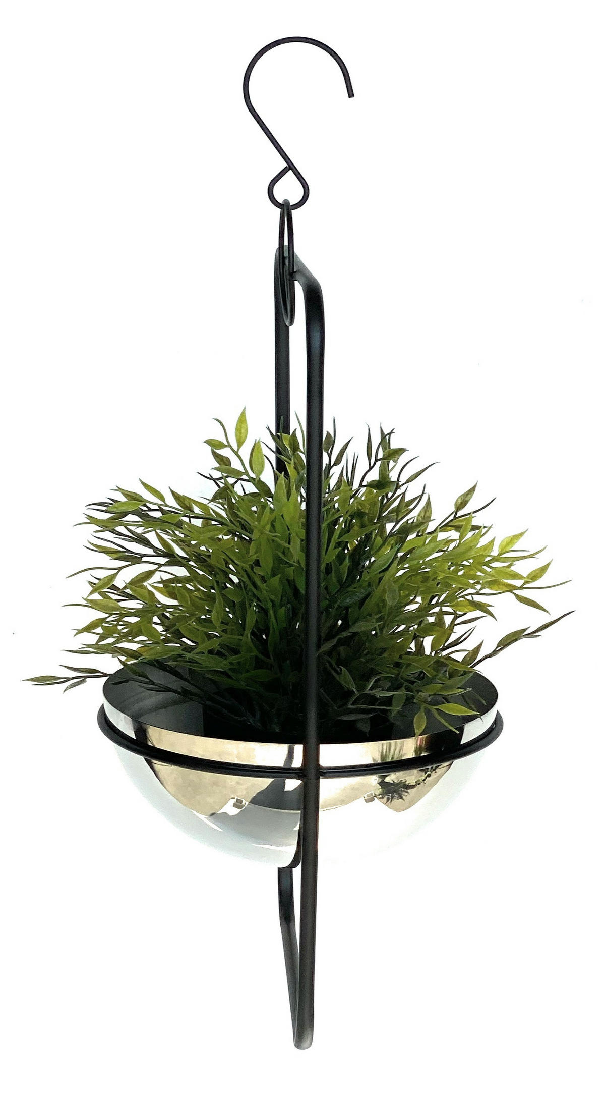 BLUMENAMPEL Wand Metall Schwarz/Silber 44,5 cm - Schwarz, Metall (15/15/7.5cm) - DanDiBo