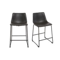 BARHOCKER Vintage Schwarz 61 cm 2er-Set NEW ROCK - Schwarz, Textil (54/88/49cm) - Miliboo
