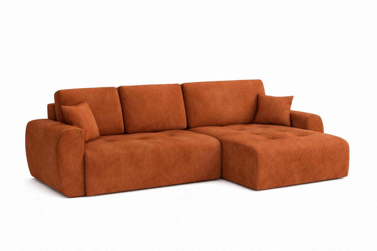 ECKSOFA Mit Schlaffunktion Und Bettkasten L-Form Ivo L, Veloursstoff Salvador, Braun, Rechts - Braun, Holz (250/142cm) - Kaiser Möbel