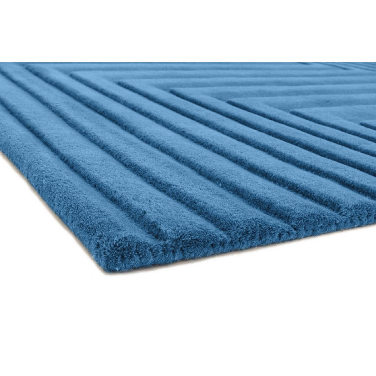 TEPPICH Einfarbiger aus reiner Wolle, handgetuftet, Reliefmuster SQUARE Blau 160 x 230 cm - Blau, Naturmaterialien (160/230cm) - Novatrend