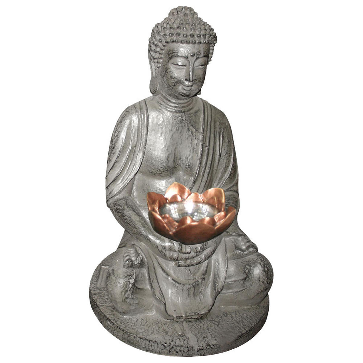 LED AUSSENLEUCHTE Buddha Steinoptik Grau 2er Set - Grau, Kunststoff (18/18/28cm) - Globo Lighting