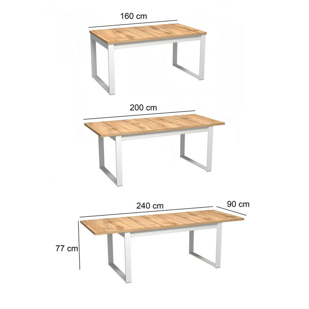 Thumbnail - designimpex Esstisch, Eiche Wotan, Schwarz, Holzwerkstoff, 240x77x90 cm, Esszimmer, Tische, Esstische
