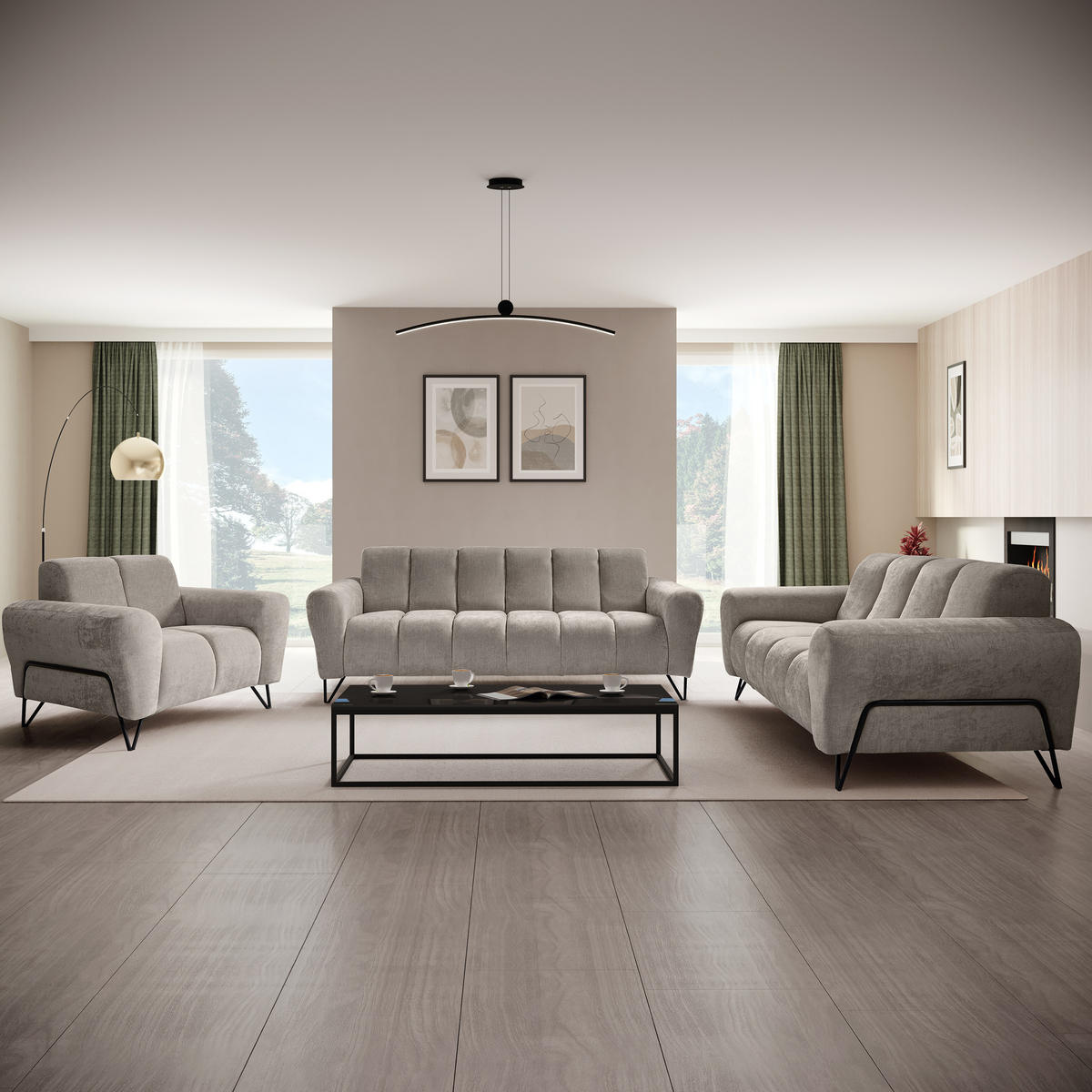 2-SITZER SOFA Volare ohne Schlaffunktion Hellbraun - Hellbraun/Schwarz, Textil/Metall (160/83/98cm) - Beautysofa