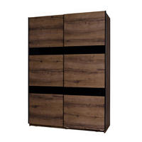 SCHWEBETÜRENSCHRANK Devon 2 Türen mit 2 Kleiderstangen, Eiche monastery - Eichefarben/Schwarz, Holzwerkstoff/Metall (150/215/68.5cm) - Beautysofa