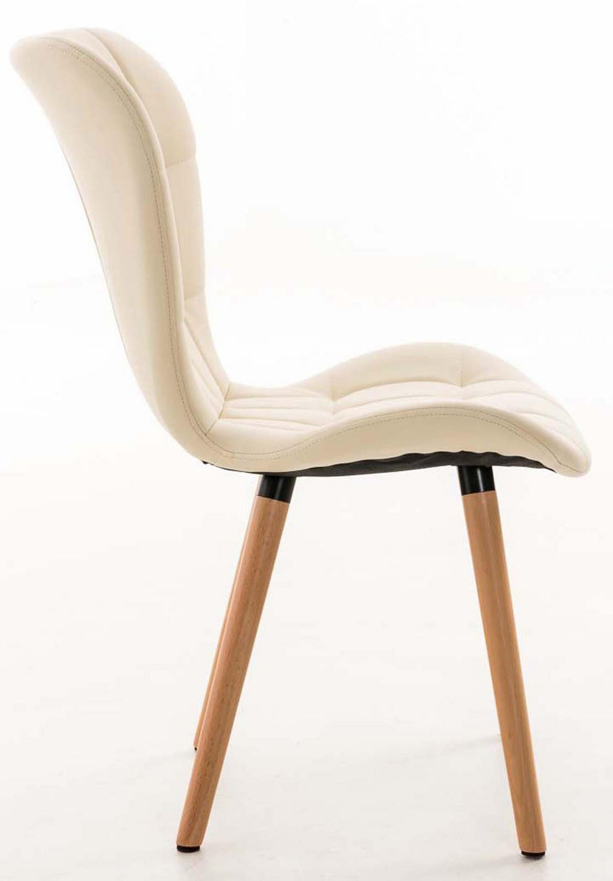 STUHL 4er Set Lederlook creme - Eukalyptusholzfarben/Creme, Holz/Textil (50/88/63cm) - CLP