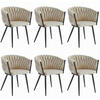 STUHL ARONA 6-er Set, Beige, Schwarz, Schwarze metallische Beine - Beige, Textil/Metall (61/79/55cm) - Komodee