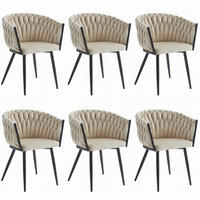 STUHL ARONA 6-er Set, Beige, Schwarz, Schwarze metallische Beine - Beige, Textil/Metall (61/79/55cm) - Komodee