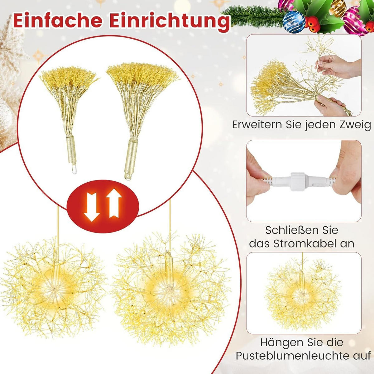 LEUCHTKUGEL 44cm Gold(2er-Set) - Goldfarben, Metall (54/54/54cm) - COSTWAY