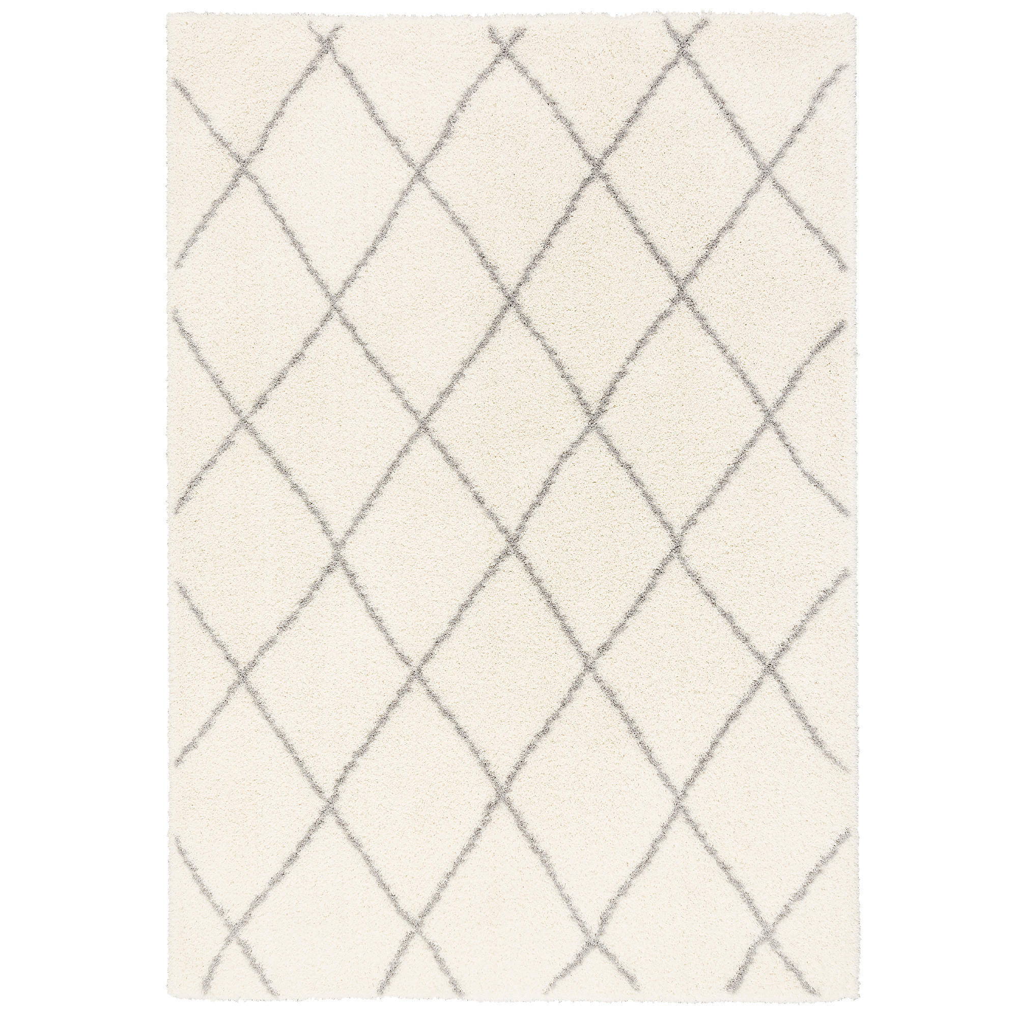 LUXUS SHAGGY TEPPICH SILKY SOFT MODERN RAUTEN - Creme, Textil (80/150cm) - Pergamon