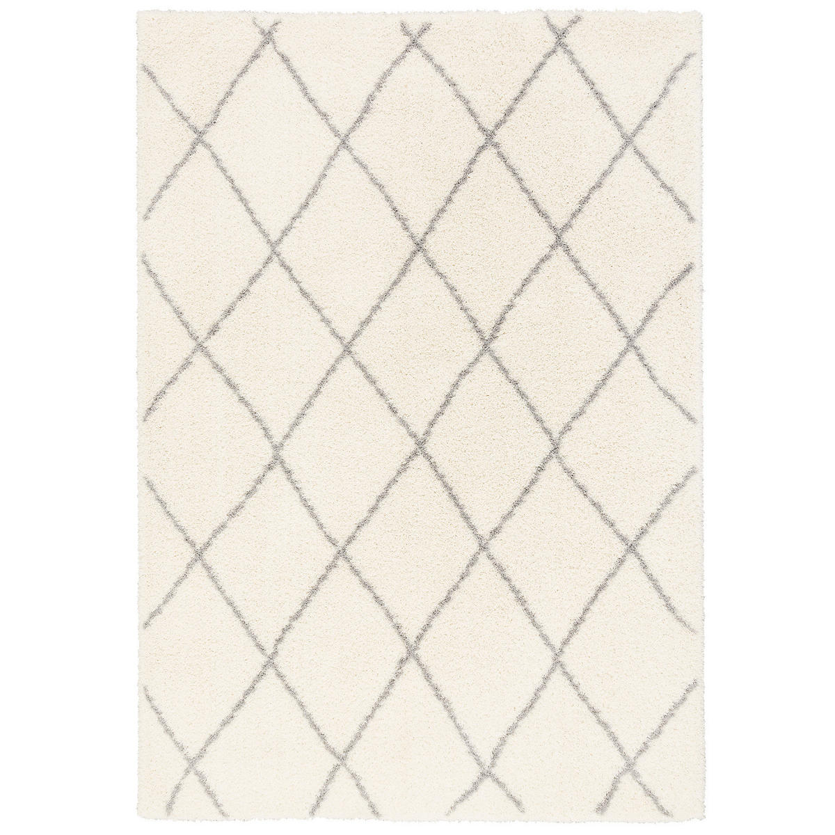 LUXUS SHAGGY TEPPICH SILKY SOFT MODERN RAUTEN - Creme, Textil (80/150cm) - Pergamon