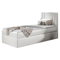 BOXBETT Carmen Mini, Seite zum Öffnen des Bettkastens: Rechts - Weiß, Holz (100/200cm) - MIRJAN24
