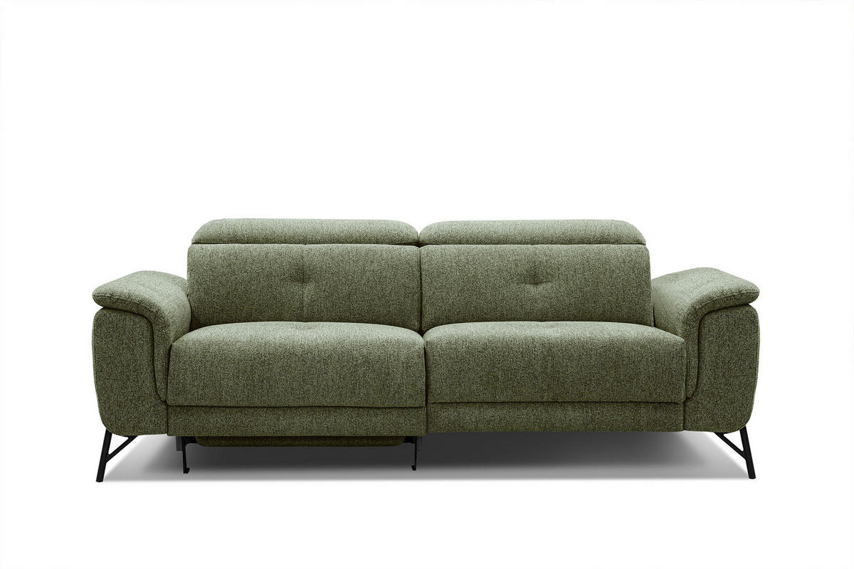 SOFA AVENA 3-Sitzer mit 1 Relaxfunktion, olivgrün - Olivgrün, Holzwerkstoff/Textil (204/80/108cm) - Courtois Laville