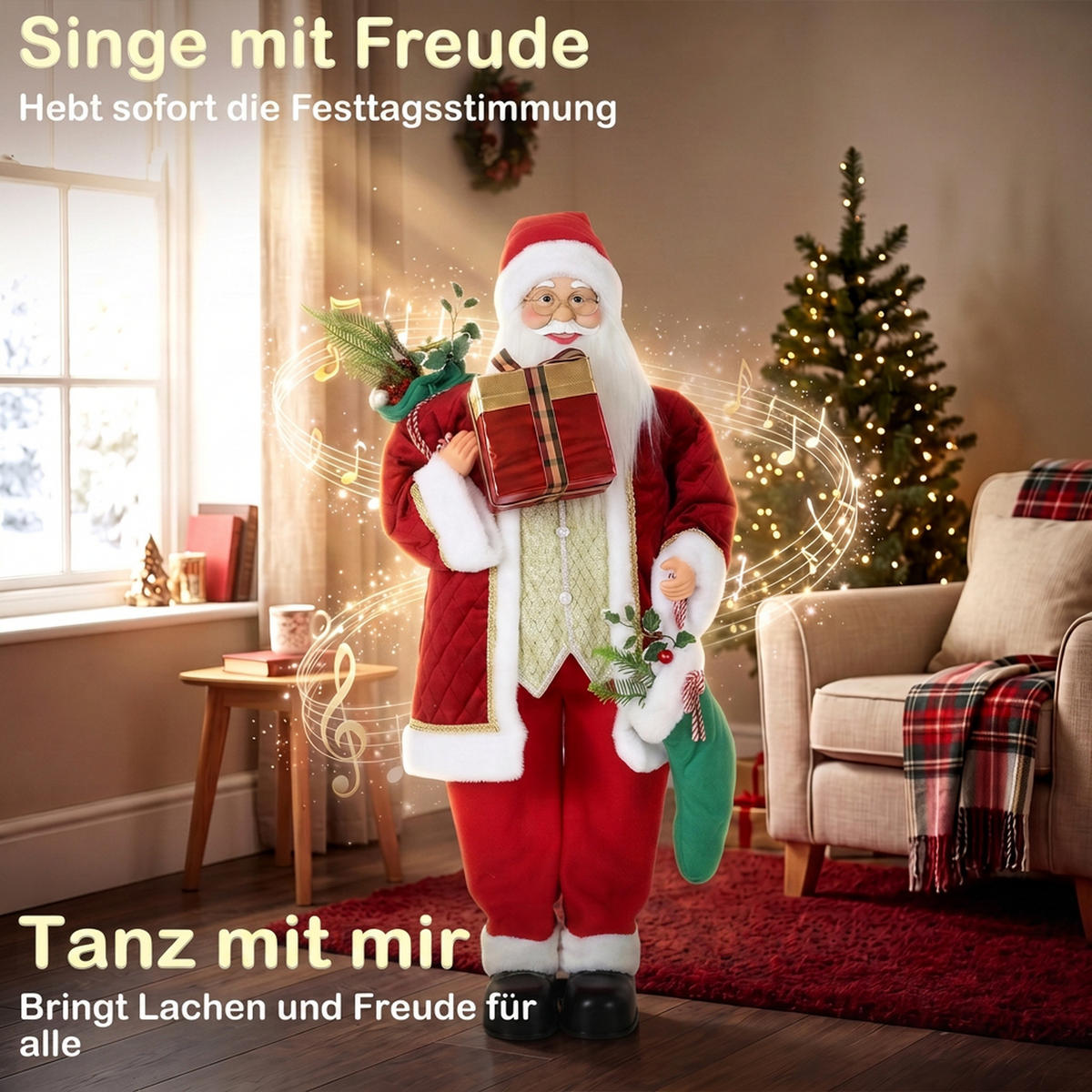 WEIHNACHTSMANN Polyester Rot - Rot, Textil (25/120/50cm) - HOMCOM