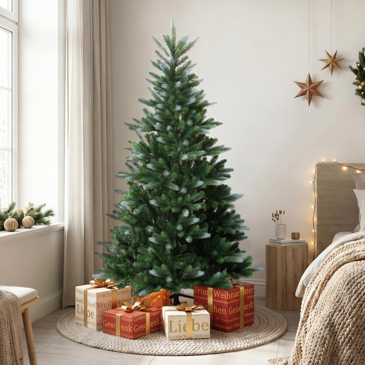 WEIHNACHTSBAUM 180 cm, Zweifarbig, 701 PE-/PVC-Spitzen - Grün, Kunststoff (180cm) - Hometopia