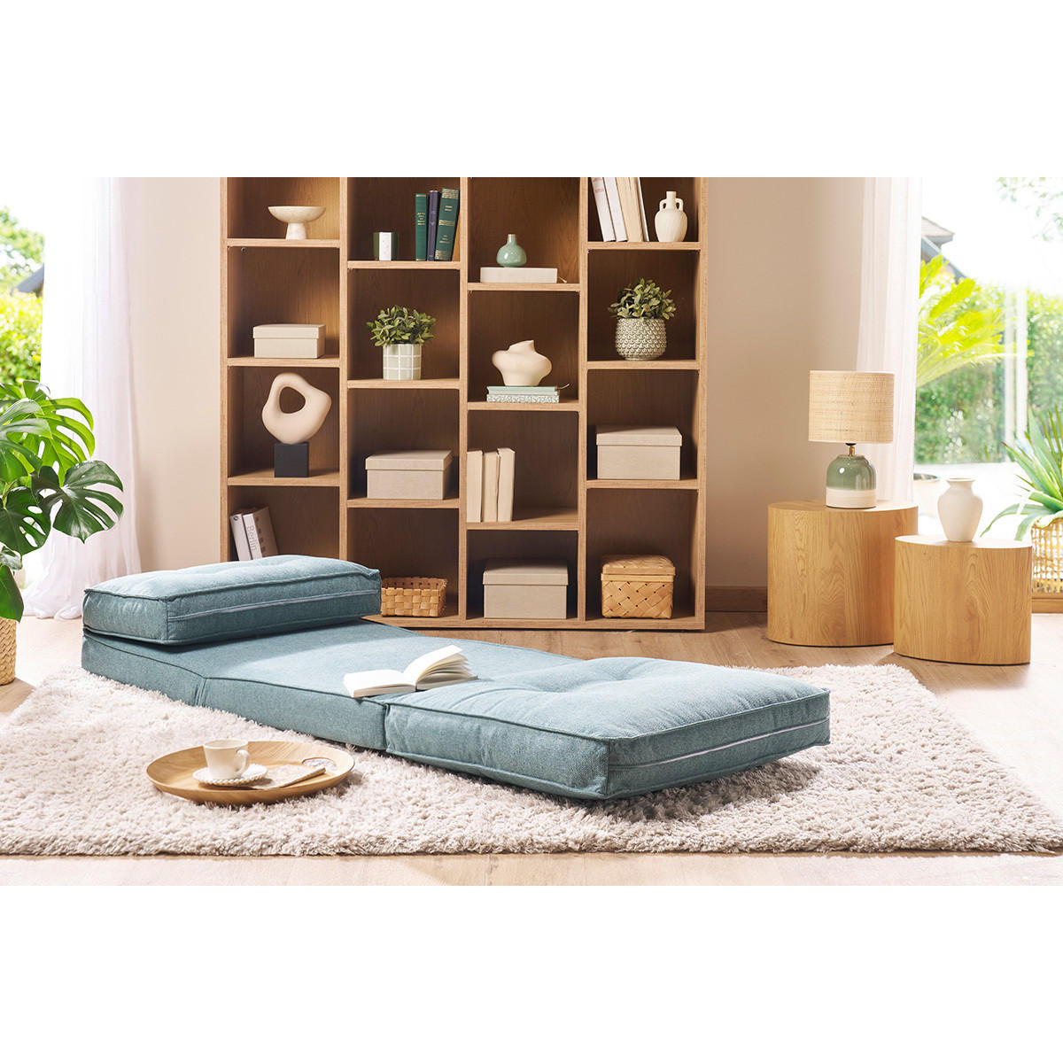 SCHLAFSESSEL GrÙn SALLY - Blaugrau, Textil (85/65/74cm) - Miliboo