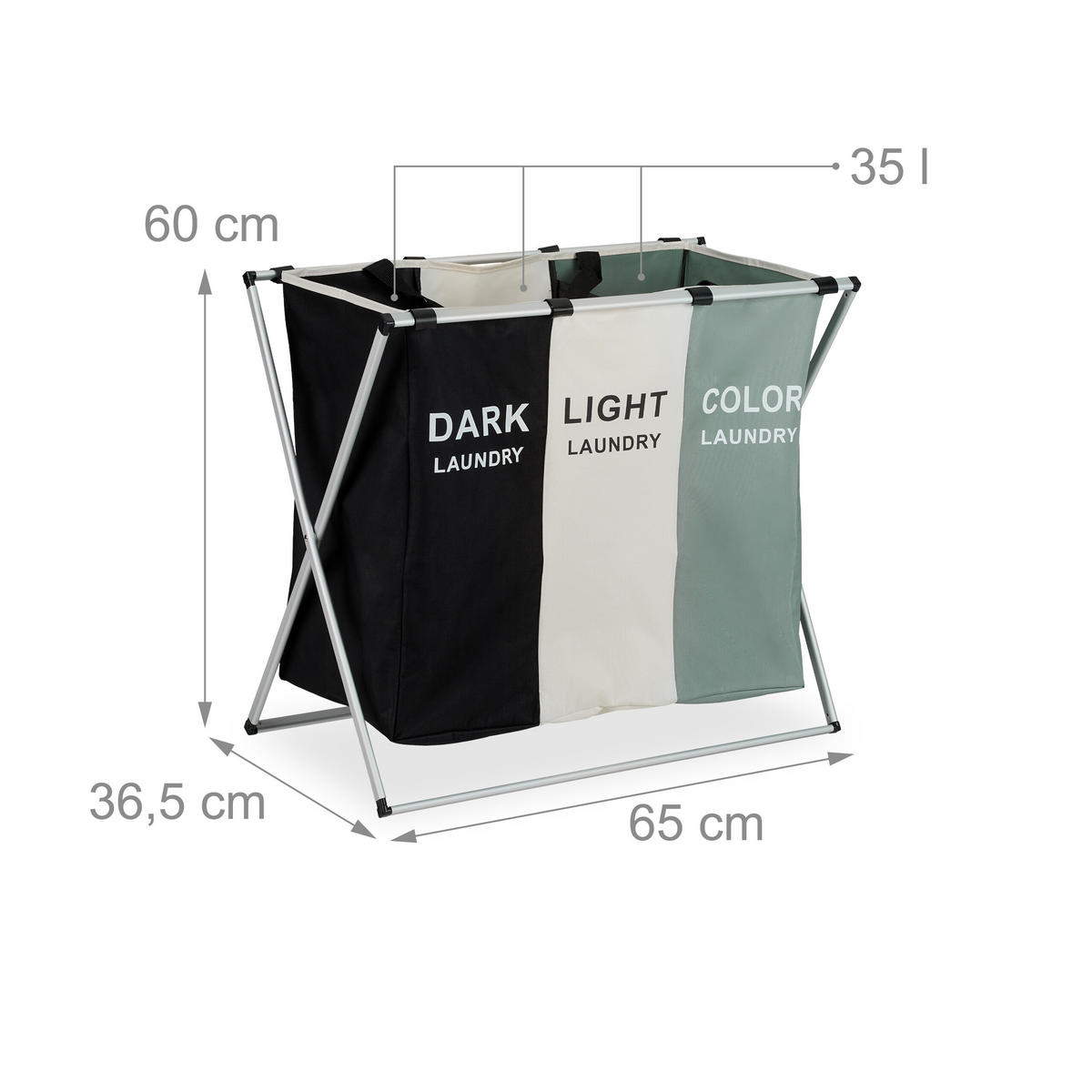 WÄSCHESAMMLER - Multicolor, Kunststoff/Textil (65/60/36.5cm) - Relaxdays