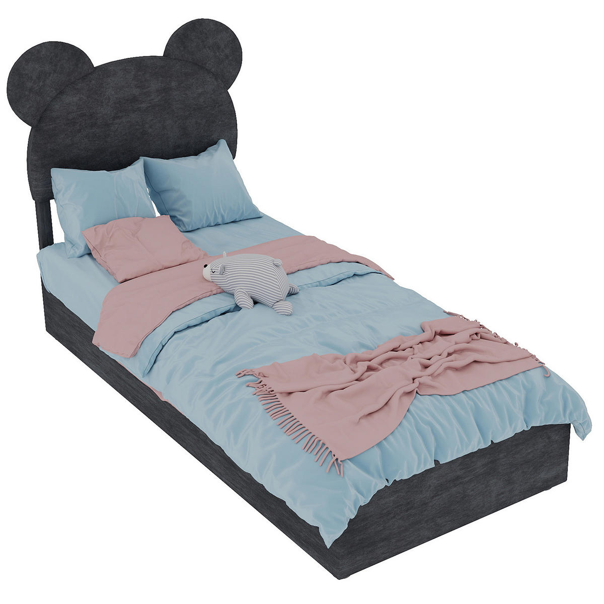 POLSTERBETT 90/200 cm grau aus Stoff und Metall mit Stauraum - Grau, Textil (90/200cm) - OKWISH
