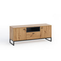 LOWBOARD OMAN mit 2 Türen und 1 Schublade, eiche Artisan+Schwarz - Schwarz/Eiche Artisan, Holzwerkstoff/Metall (135/55/40cm) - Beautysofa