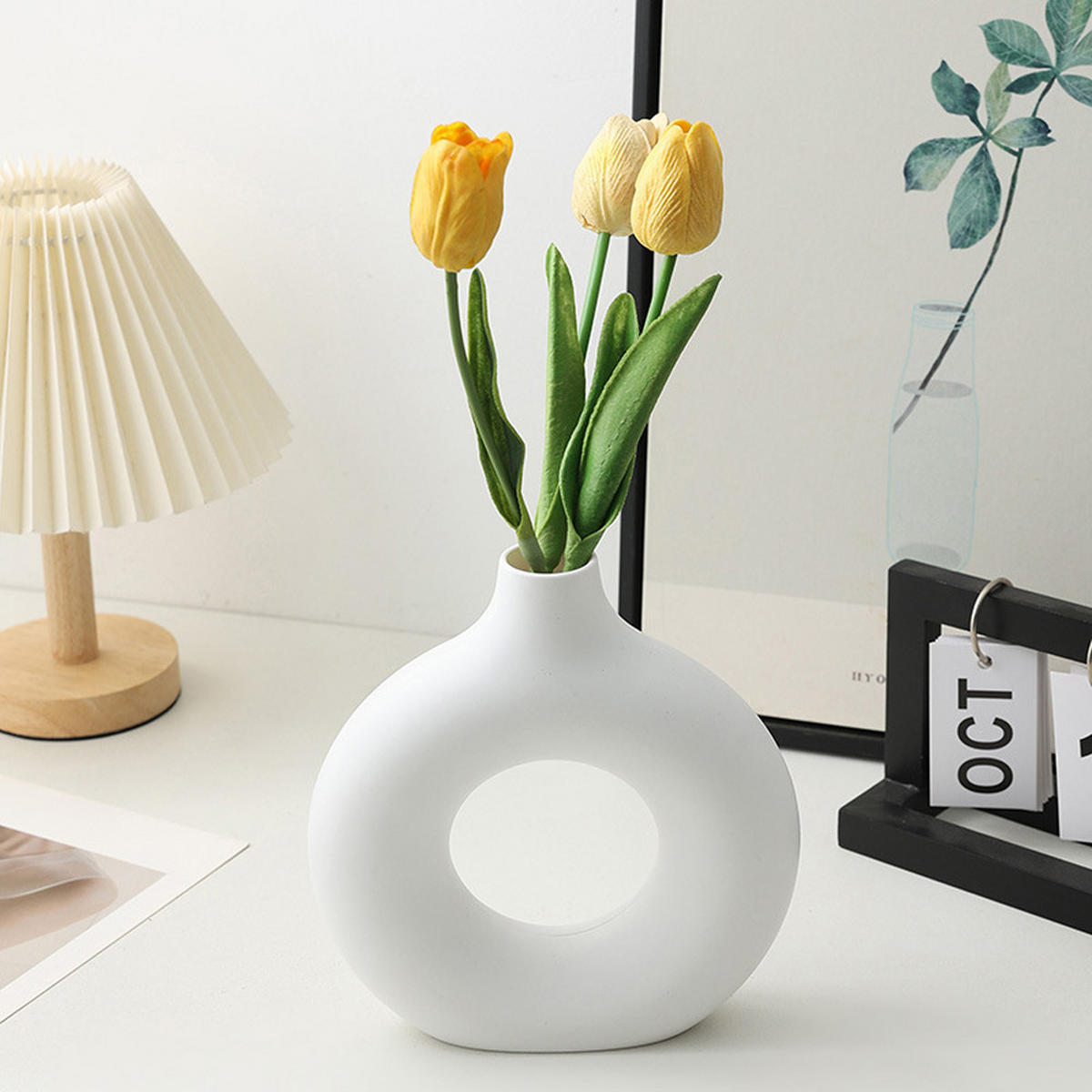 VASE Kunststoff - Weiß, Keramik (20cm) - LIBRATON