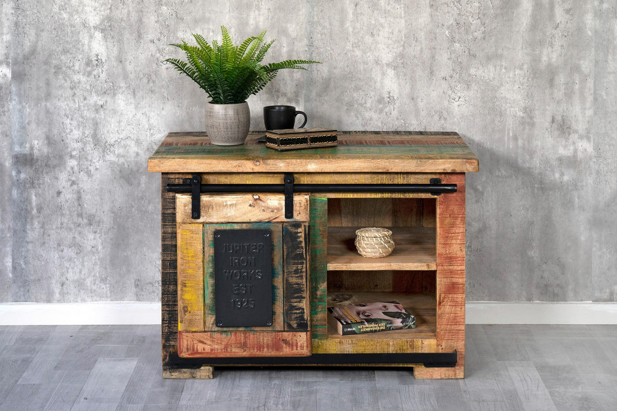 LOWBOARD LIBRO - Hellbraun/Multicolor, Akazienholz/Holz (75/47/50cm) - SAM