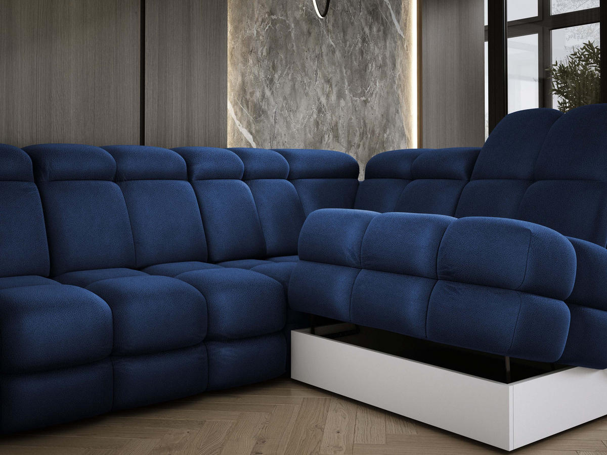 ECKSOFA TOLLO Solar-stoff L-form 302x217x105 cm blau - Blau, Holz/Textil (217/302cm) - DomoHome