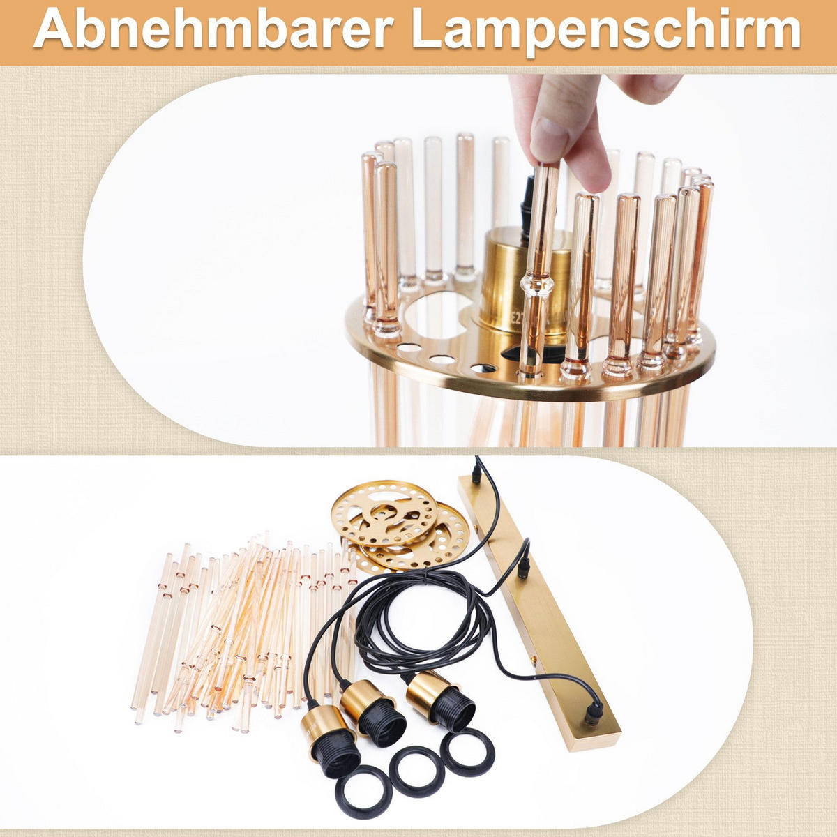 PENDELLEUCHTE BARSINGHAUSEN Ⅲ 48/5/150 cm - Goldfarben, Metall (48/5/150cm) - Nettlife