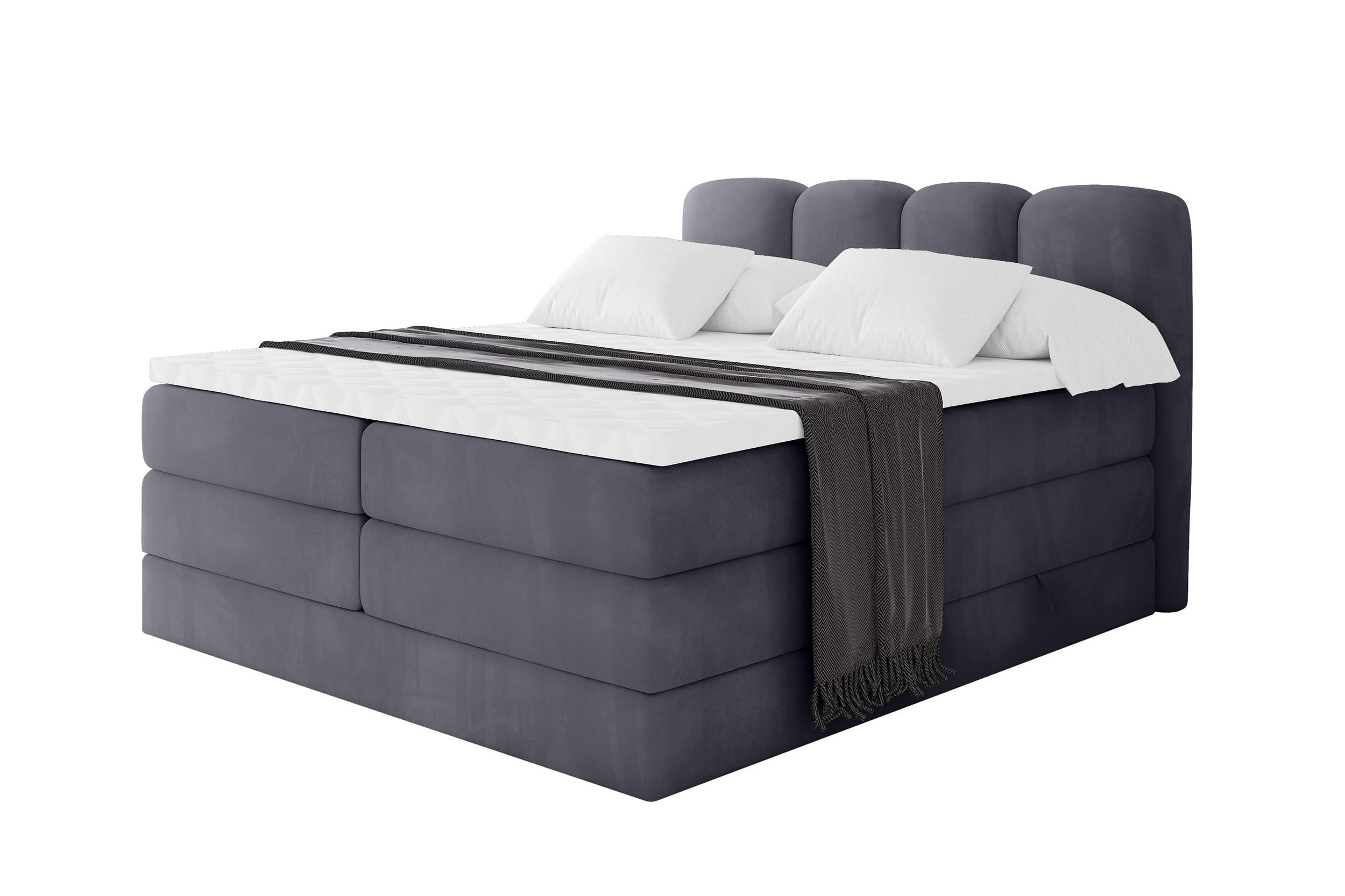 BOXBETT mit Matratze H3|H4 - NINA KING - 160x200 cm - Dunkelgrau - Dunkelgrau, Holzwerkstoff (160/200cm) - ALTDECOR
