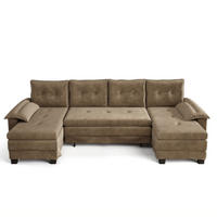 WOHNLANDSCHAFT Khaki 278/127/87 cm 4-Sitzer Modular mit USB-Ladefunktion - Sahara, Textil (278/87/127cm) - PANGIVO