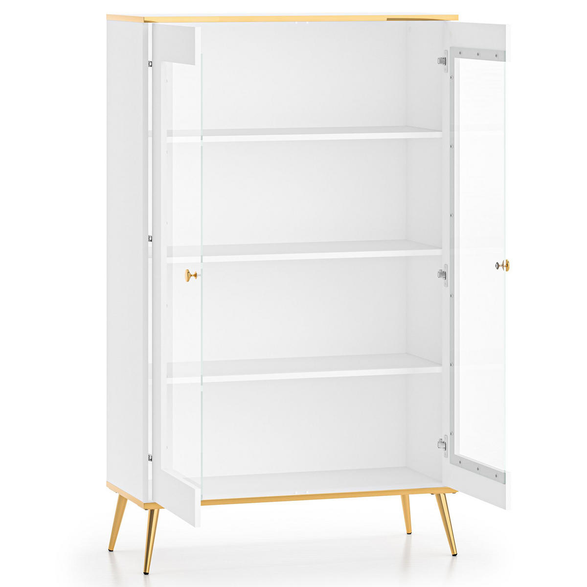GLASVITRINE VELTI,Weiß - Weiß, Glas/Holzwerkstoff (92/152/40cm) - KONSIMO®