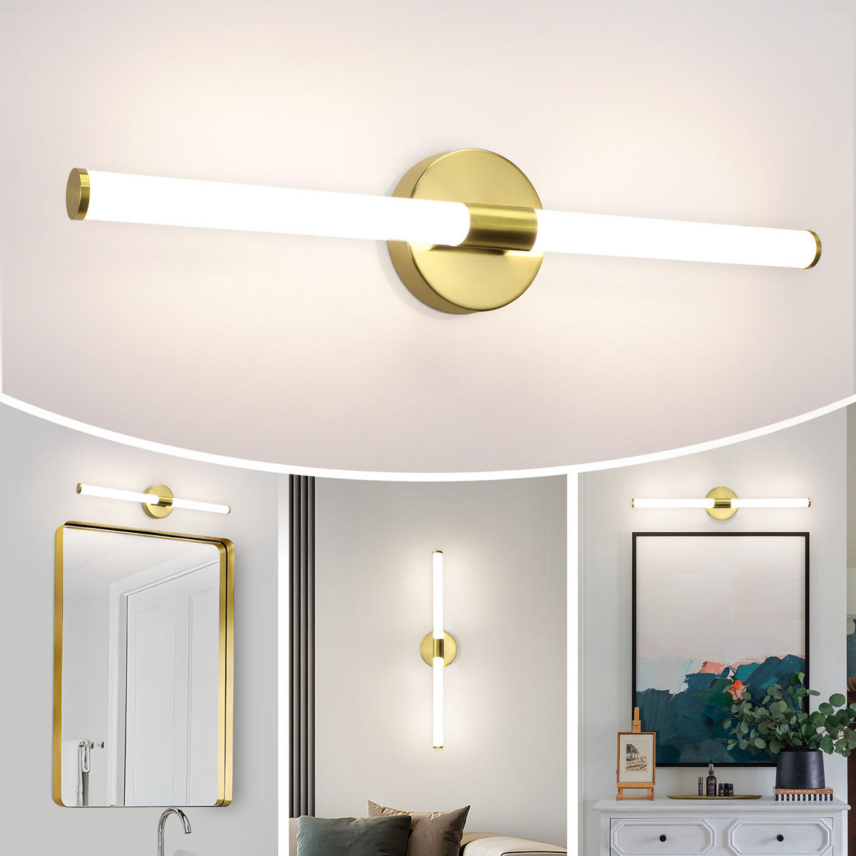 SPIEGELLEUCHTE Klyndark 12/6.6/60 cm - Goldfarben, Kunststoff (60/12/6.6cm) - ZMH