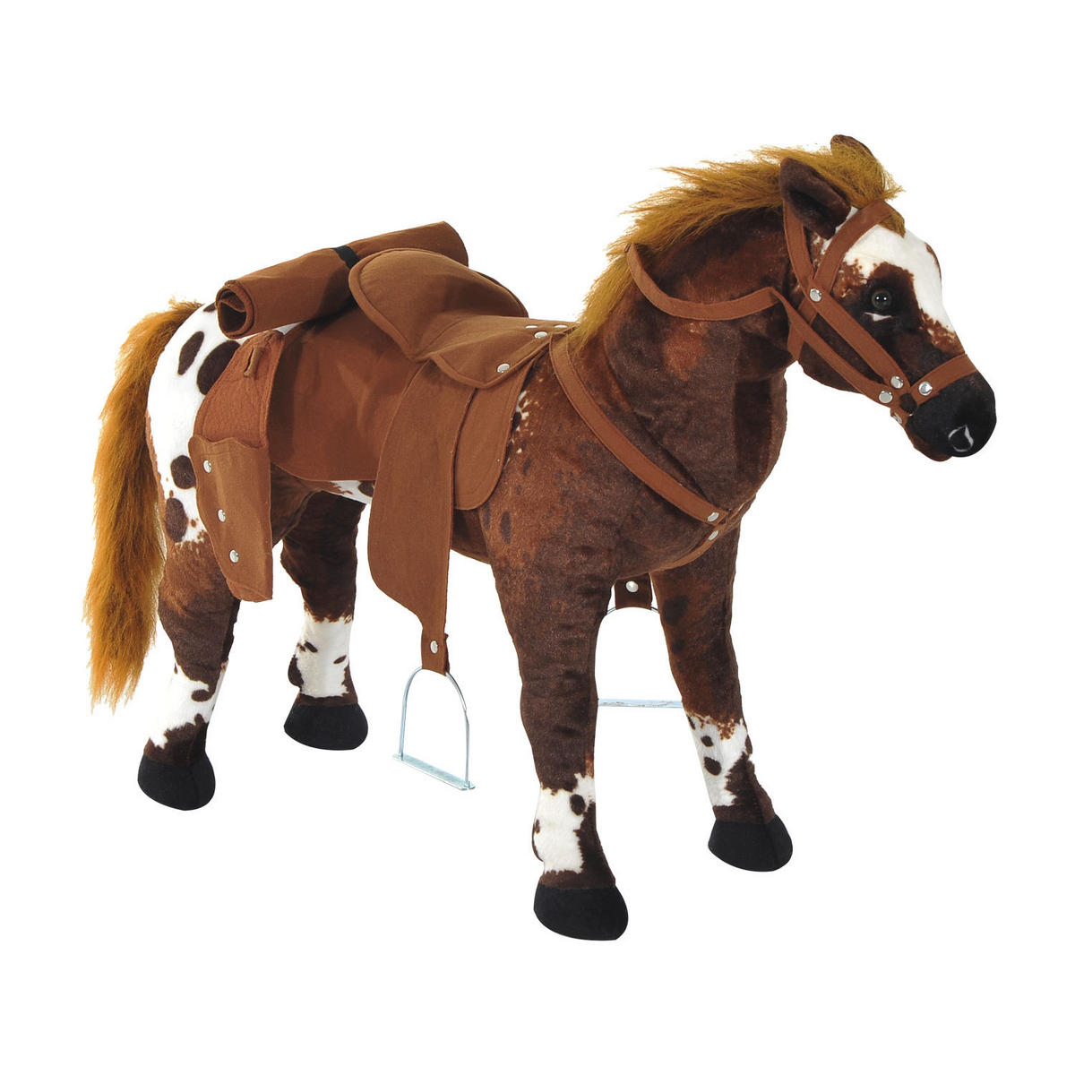 SCHAUKELPFERD DE-18220 Geräuscheffekte (Wiehern, Galopp) Braun-Weiß - Braun, Metall (28/60/85cm) - ComfortXL