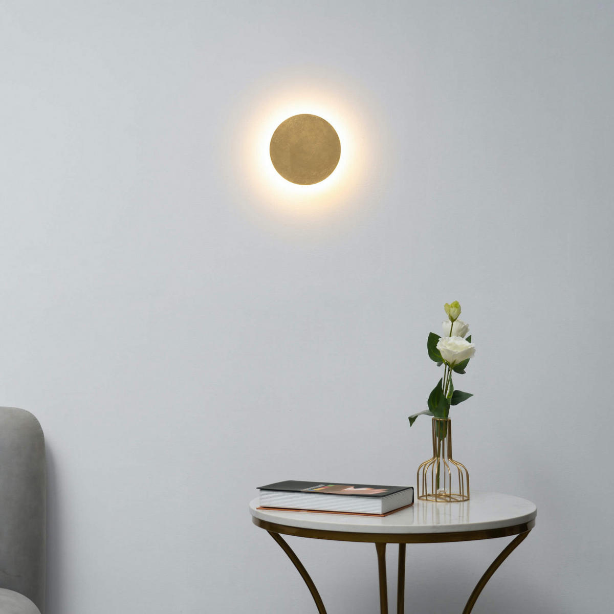 WANDLEUCHTE Lunar, Gold, 14cm - Goldfarben, Metall (14/14/3cm) - KOSILUM