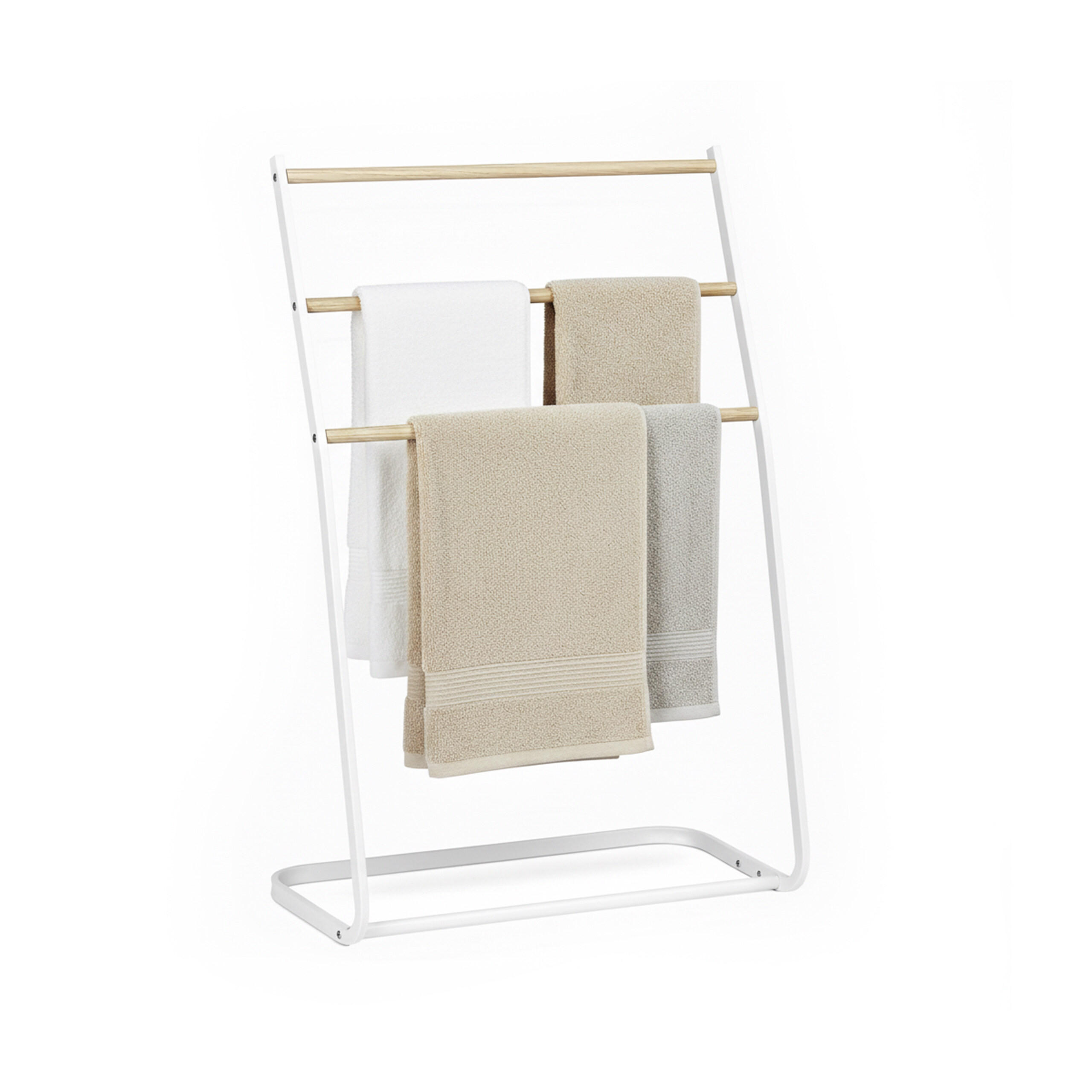 VEŠIAK uterákov - biela, kov (58/86/30cm) - Relaxdays