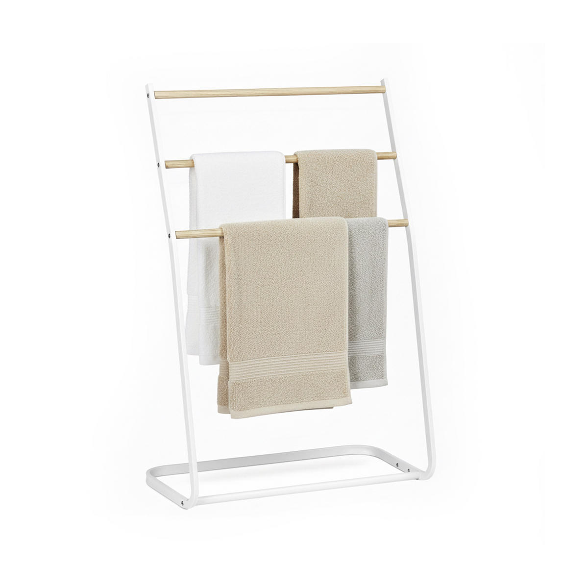 VEŠIAK uterákov - biela, kov (58/86/30cm) - Relaxdays