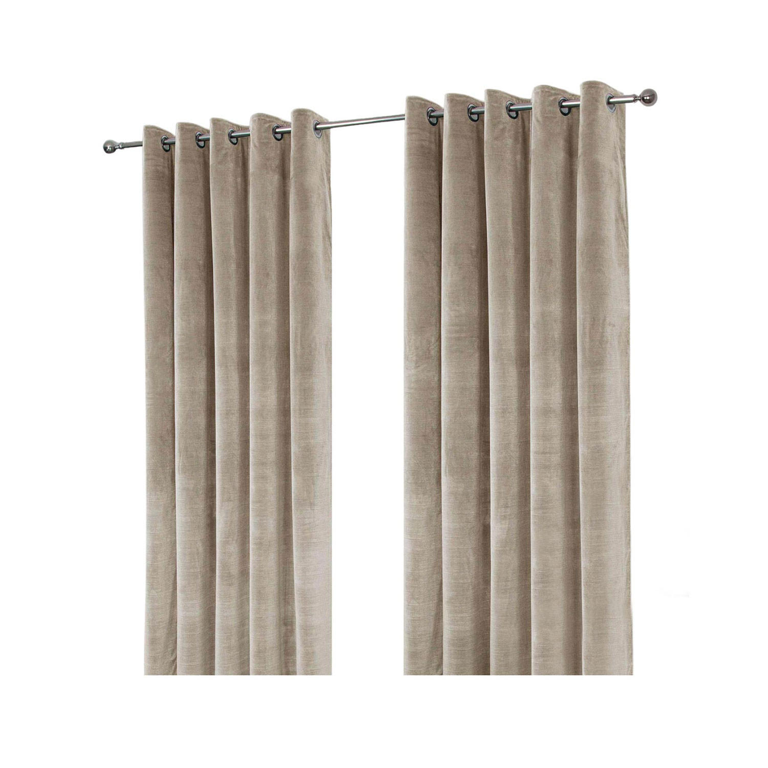 THERMOVORHANG Samt verdunkelnd 2er-Set, Ösen 167/137 cm - Champagner, Textil (167/137cm) - Homescapes