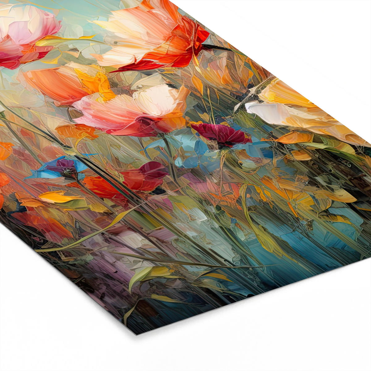 GERAHMTES BILD Blumen - Aquarell - Kunst - Botanisch - Natur 80x120 cm - Orange, Papier (80/120cm) - MuchoWow