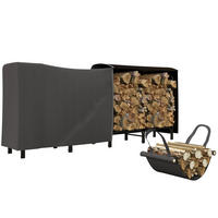 KAMINHOLZREGAL bis 200 kg - Schwarz, Metall (36/99/240cm) - Outsunny