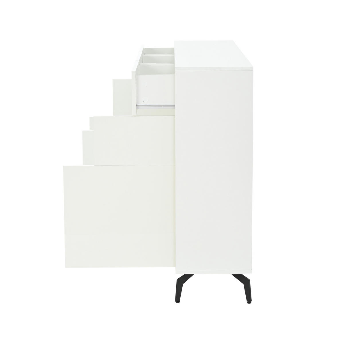 SIDEBOARD LED Weiß 3 Schubladen 5 Türen 140x30x94cm Hochglanz - Weiß, Holzwerkstoff (30/94/140cm) - FLIEKS