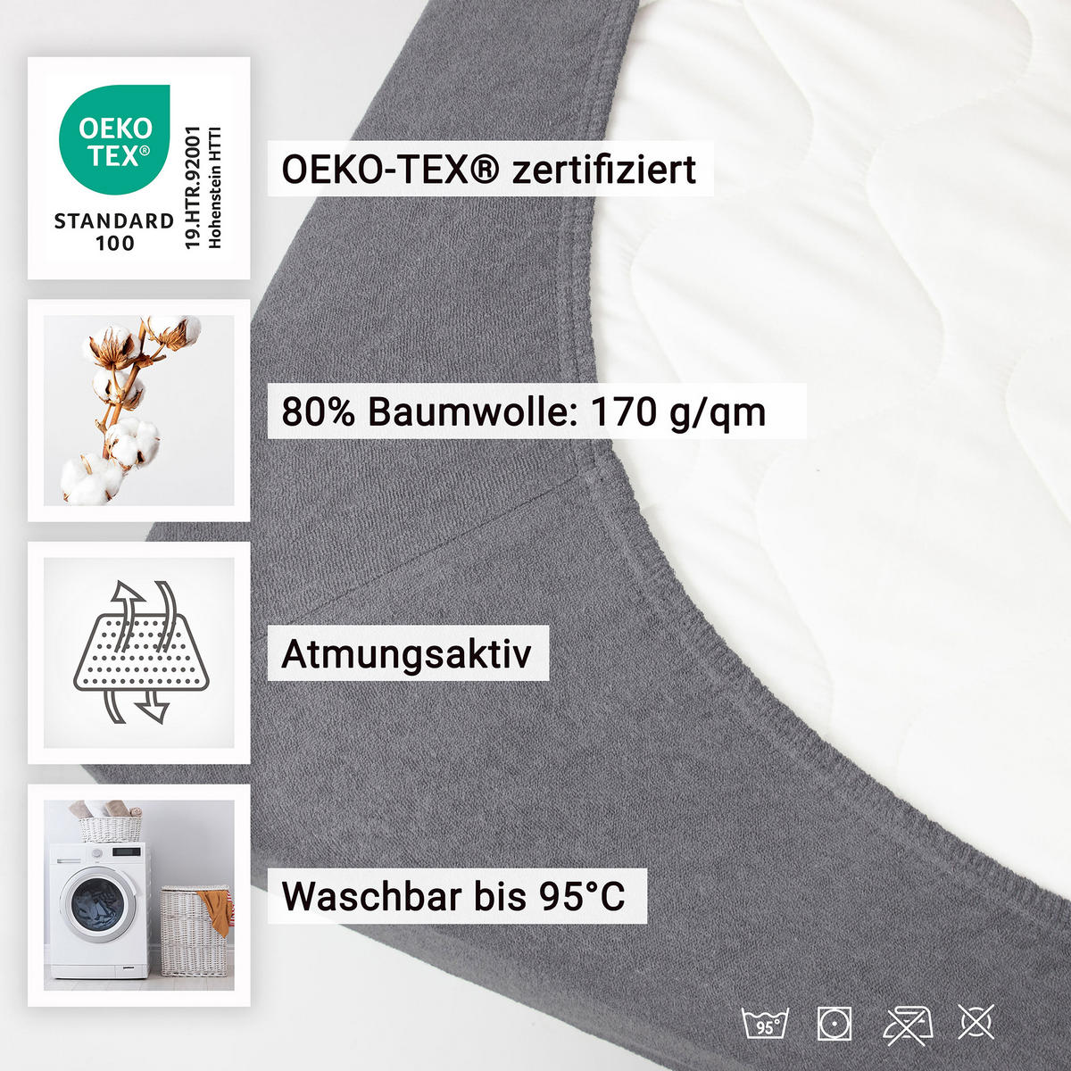SPANNBETTLAKEN, 80% Baumwolle, 20% Polyester, Grau - Graphitfarben, Naturmaterialien (70/140cm) - Zollner