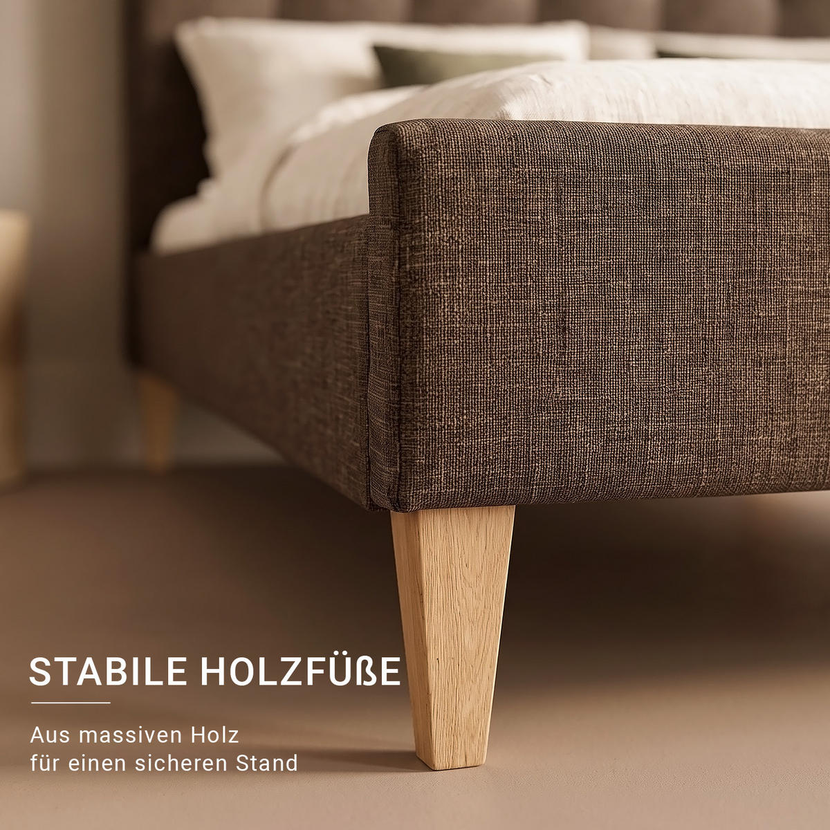 POLSTERBETT mit Lattenrost 180/200 cm in Braun - Braun, Textil (180/200cm) - Homestyle4u
